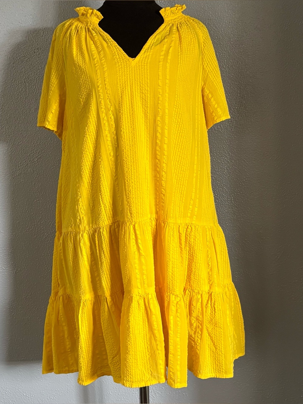 J. Crew Yellow Short Sleeve Summer Dress with Adjustable Camisole Women’s Size S